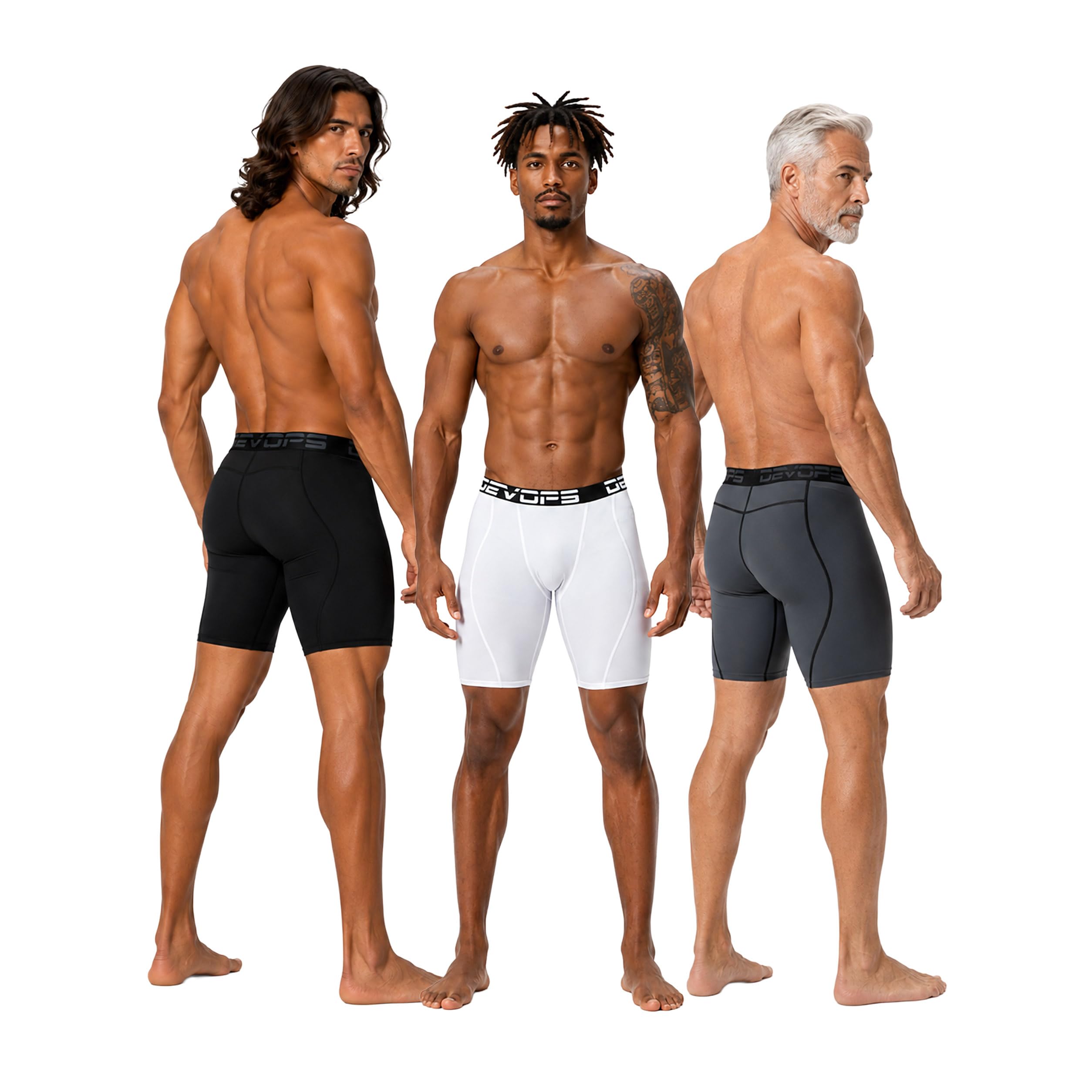 DEVOPS 3 or 5 Pack Men's Compression Shorts with Pocket/Non-Pocket
