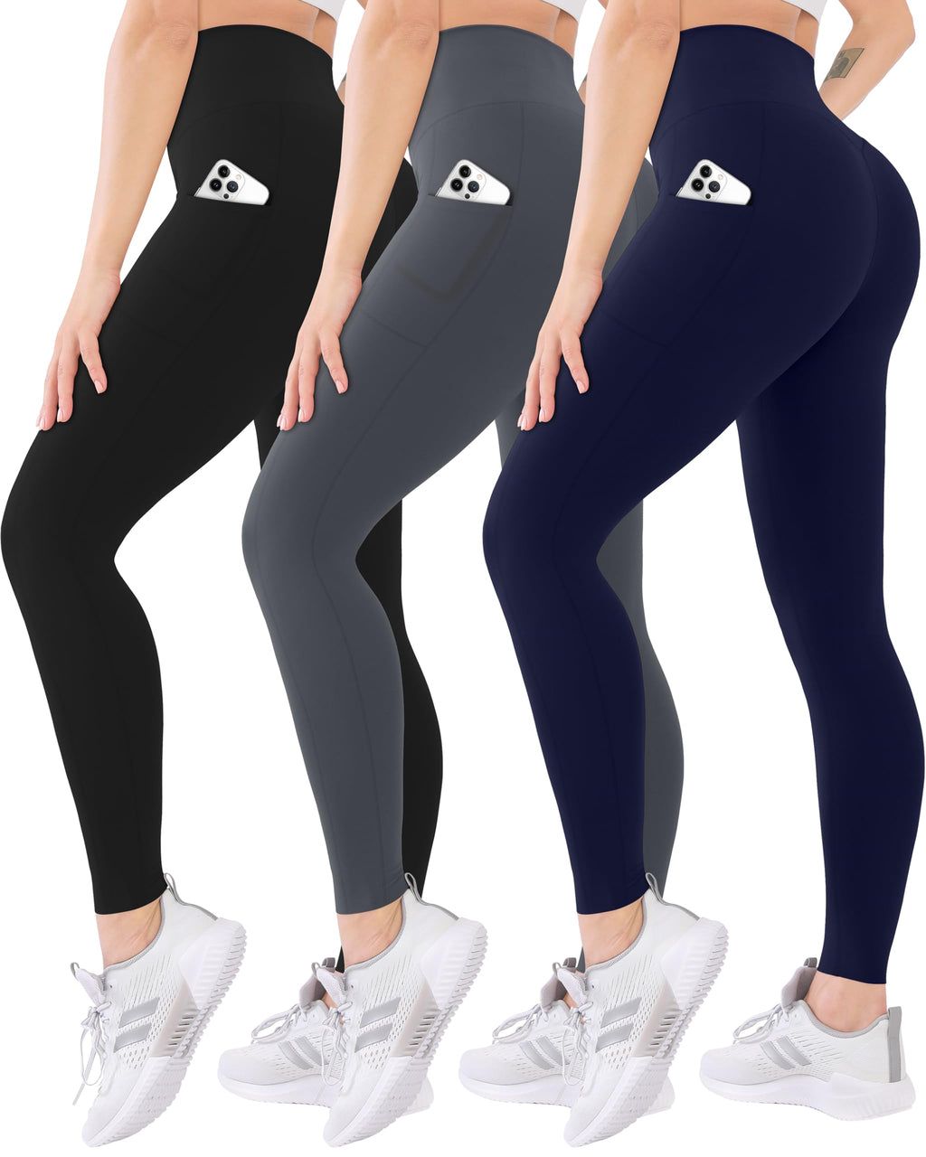 Blisset Women’s 3-Pack High-Waist Pocket Yoga Leggings