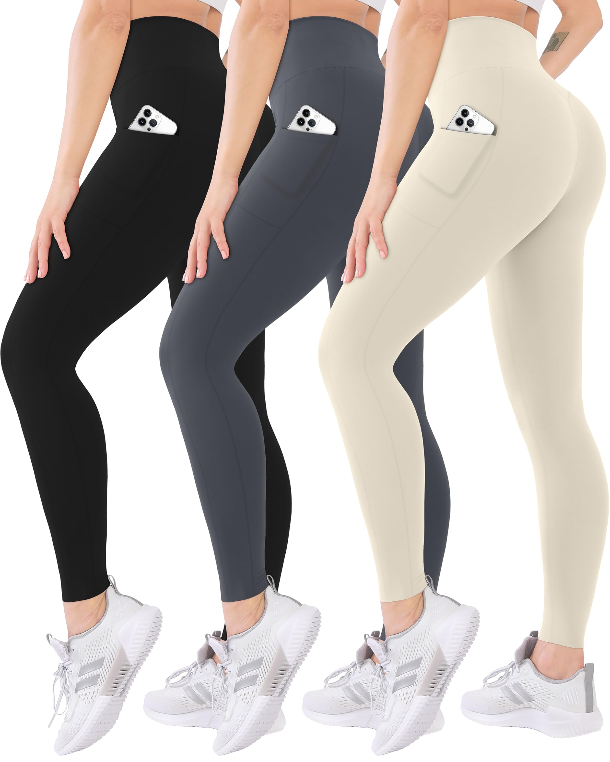 Blisset Women’s 3-Pack High-Waist Pocket Yoga Leggings