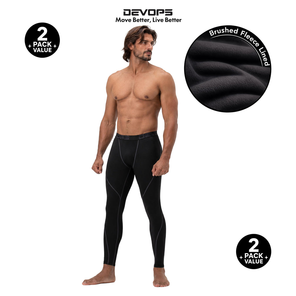 DEVOPS Men’s Fleece Thermal Compression Base Layer Pants