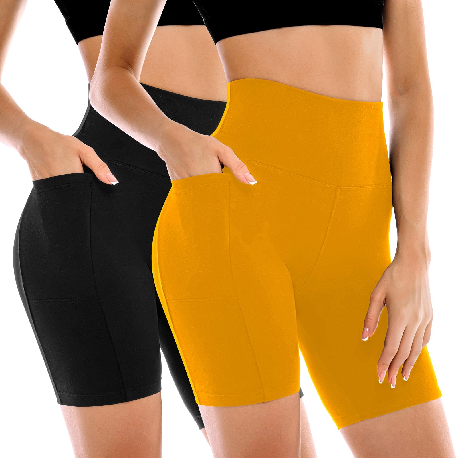 Leafigure 2 Pack Womens Biker Shorts with Pockets 6"
