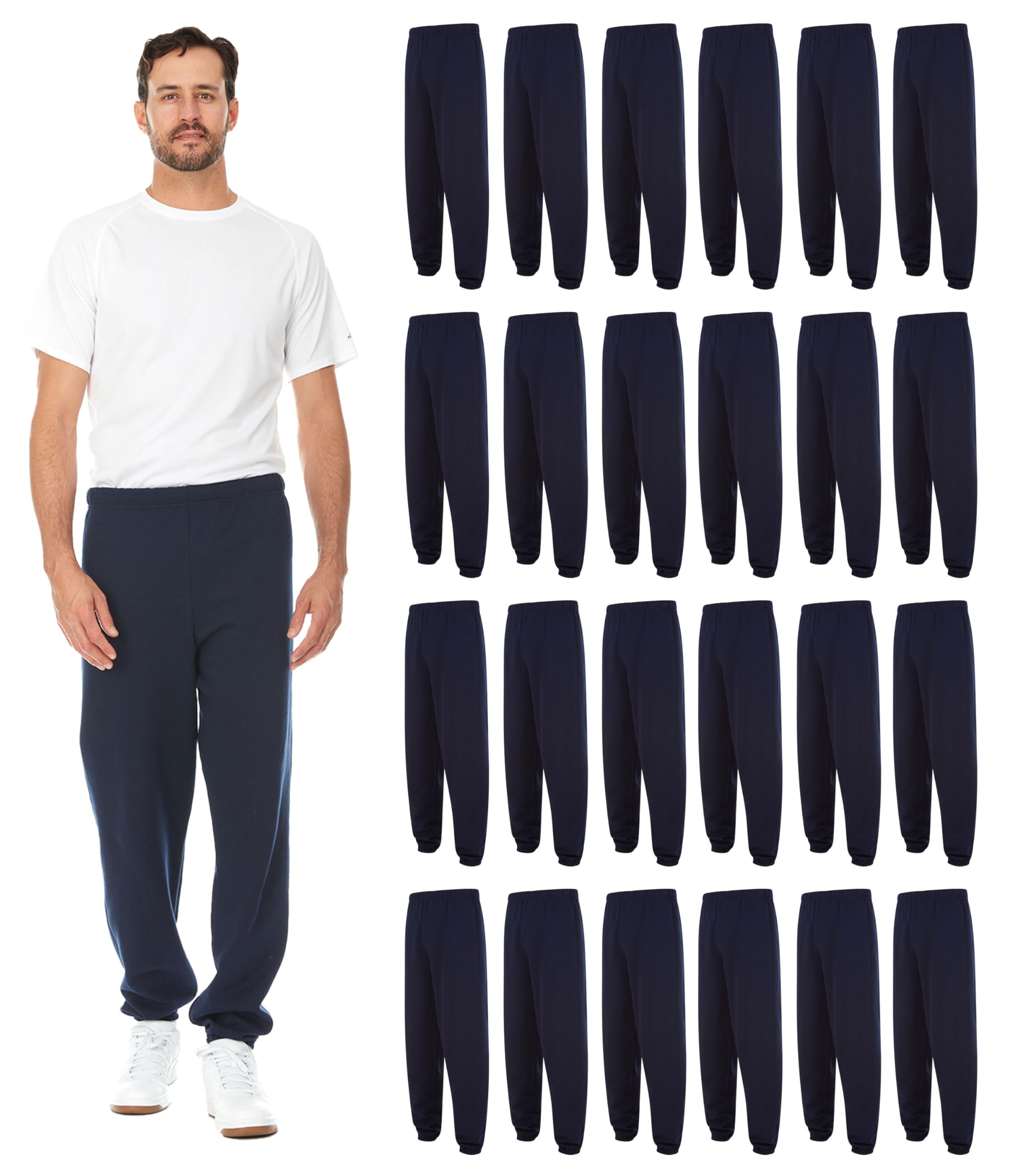 BILLIONHATS 24 Pack Adult Joggers Pants, Mixed Assortment Colorful Jogger Bulk Sweatpants Wholesale for Donations, Homeless