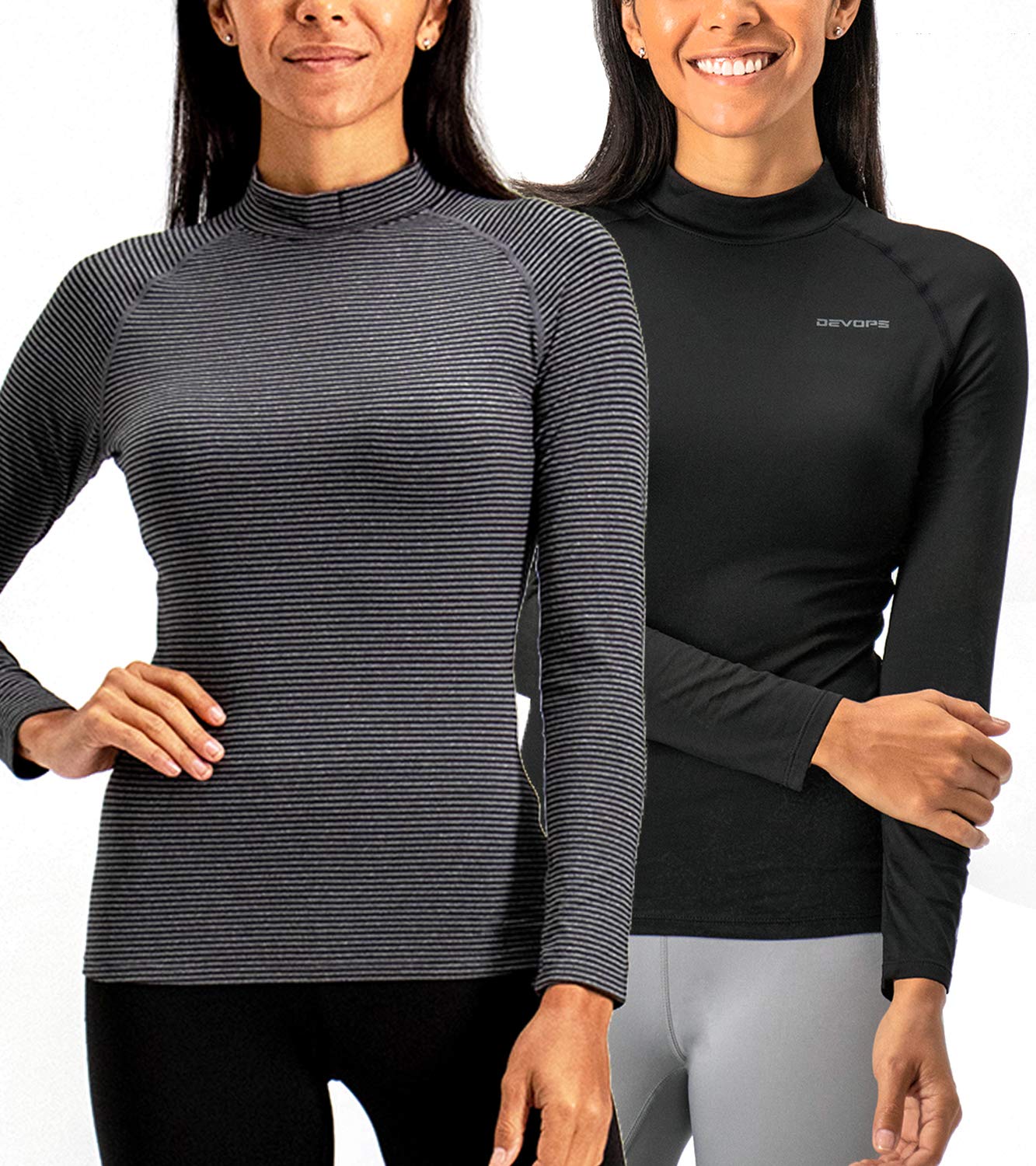 DEVOPS Women’s 2-Pack Thermal Turtleneck Compression Tops
