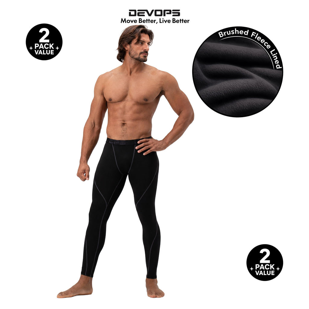 DEVOPS Men’s Fleece Thermal Compression Base Layer Pants