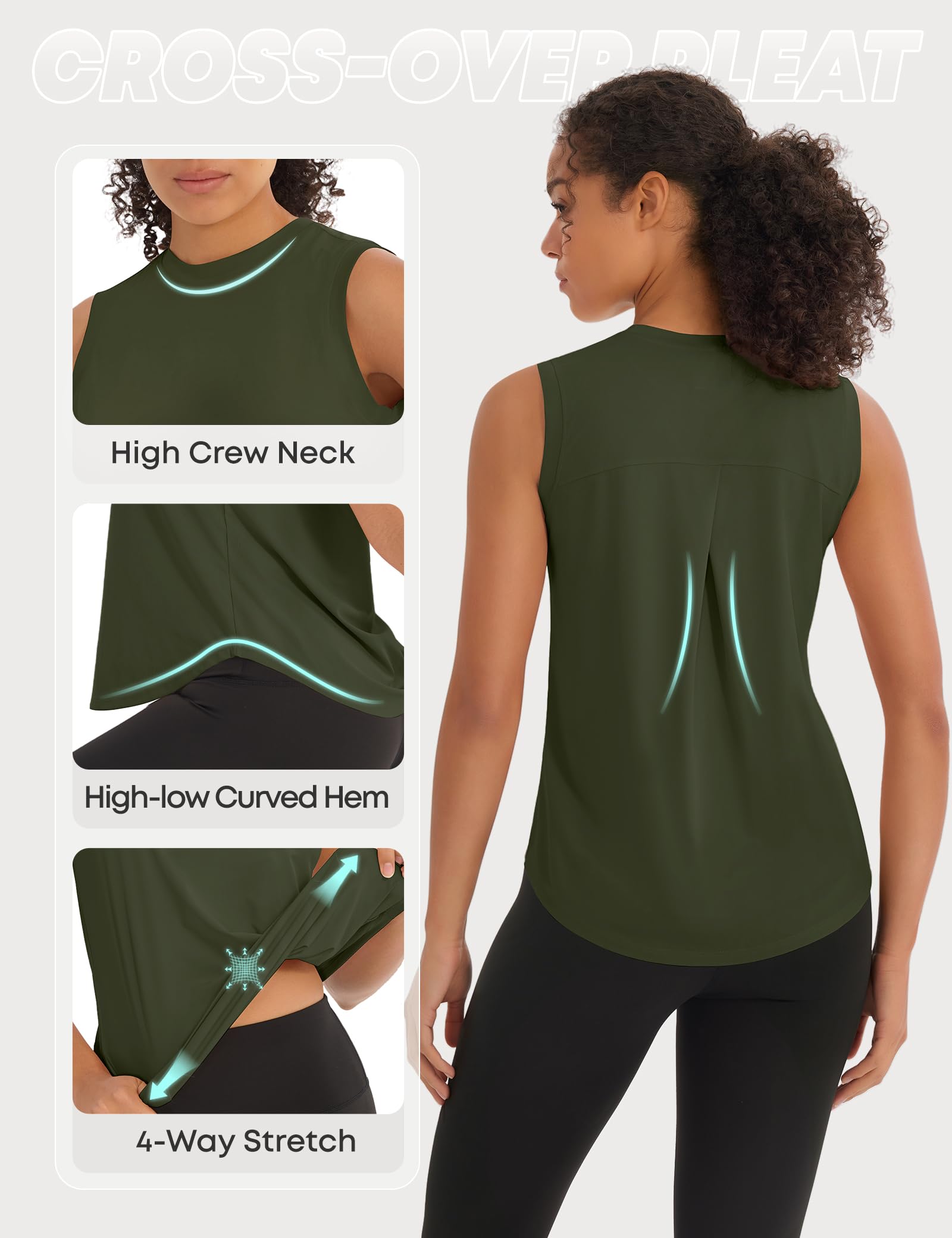 Missclub 3 Pack Workout Tops for Women Athletic Running Yoga Tank Tops