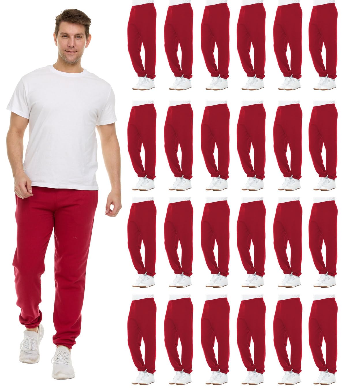 BILLIONHATS 24 Pack Adult Joggers Pants, Mixed Assortment Colorful Jogger Bulk Sweatpants Wholesale for Donations, Homeless