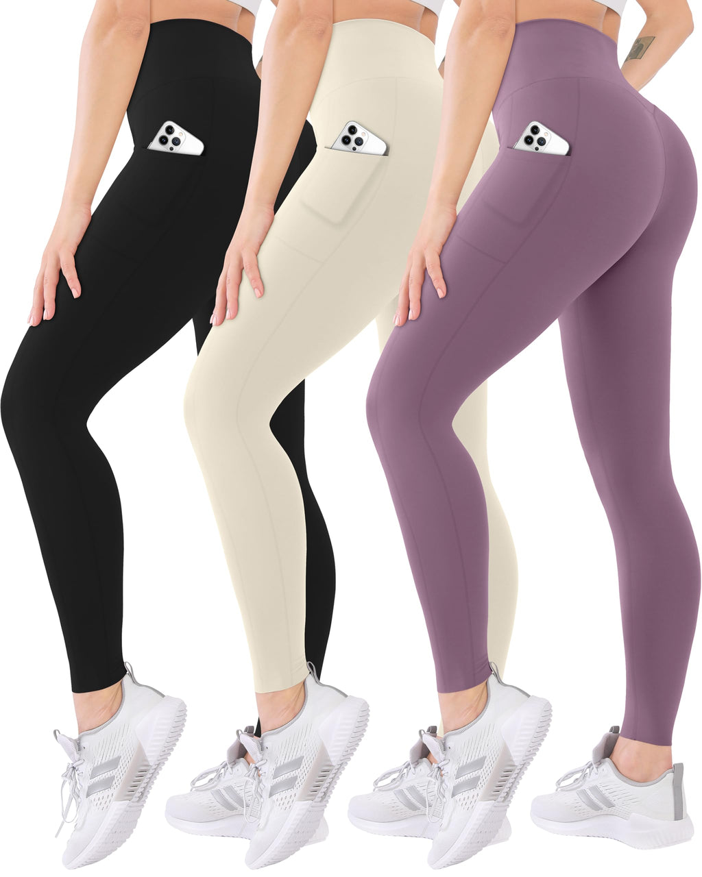 Blisset Women’s 3-Pack High-Waist Pocket Yoga Leggings