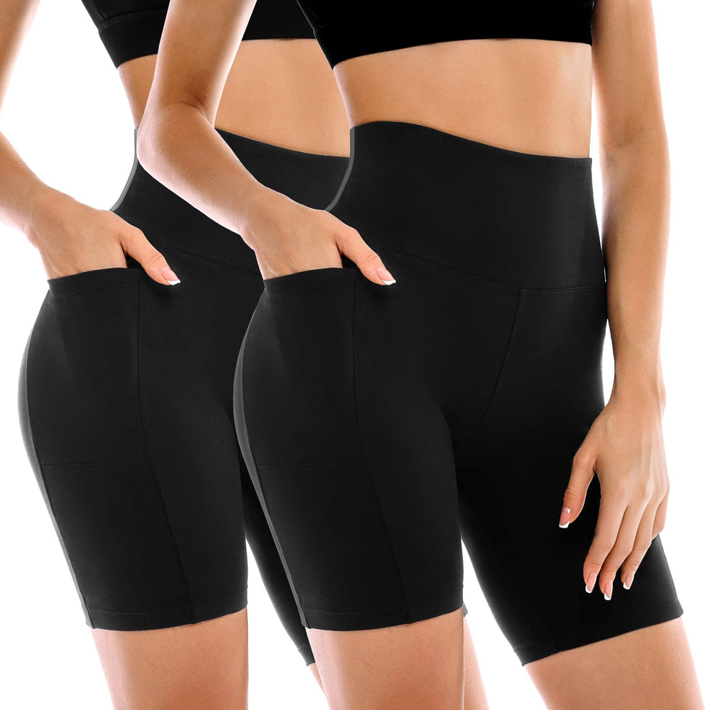 Leafigure Women’s 2-Pack 6-Inch Biker Shorts with Pockets