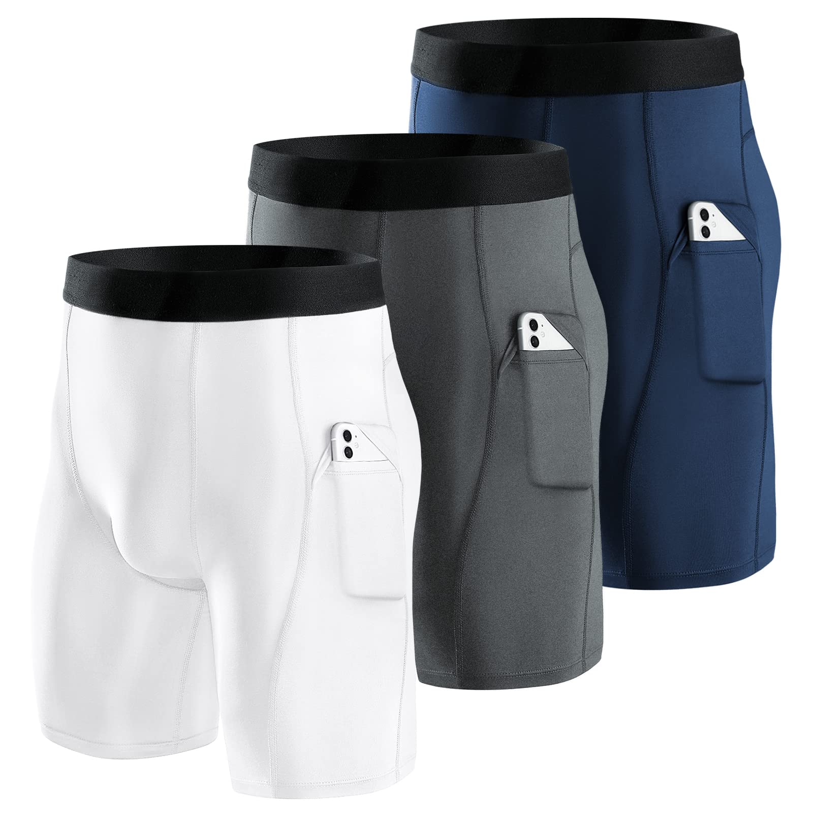 Niksa Compression Shorts Men 2/3 Pack, Compression Underwear for Men Athletic Shorts, Running Workout Fitness Shorts