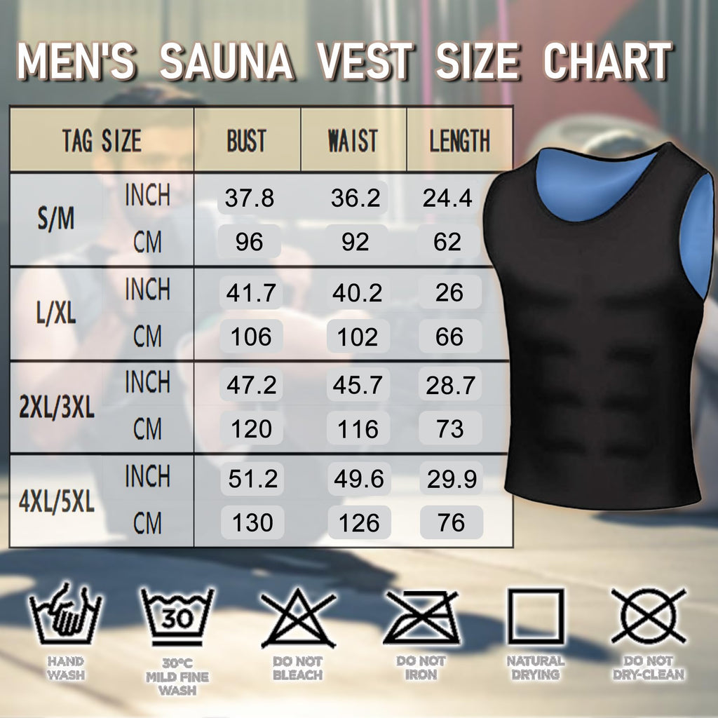 Everfion Sauna Vest for Men Waist Trainer, Sleeveless Mens Sweat Sauna Suit Shirt Compression Tank Top