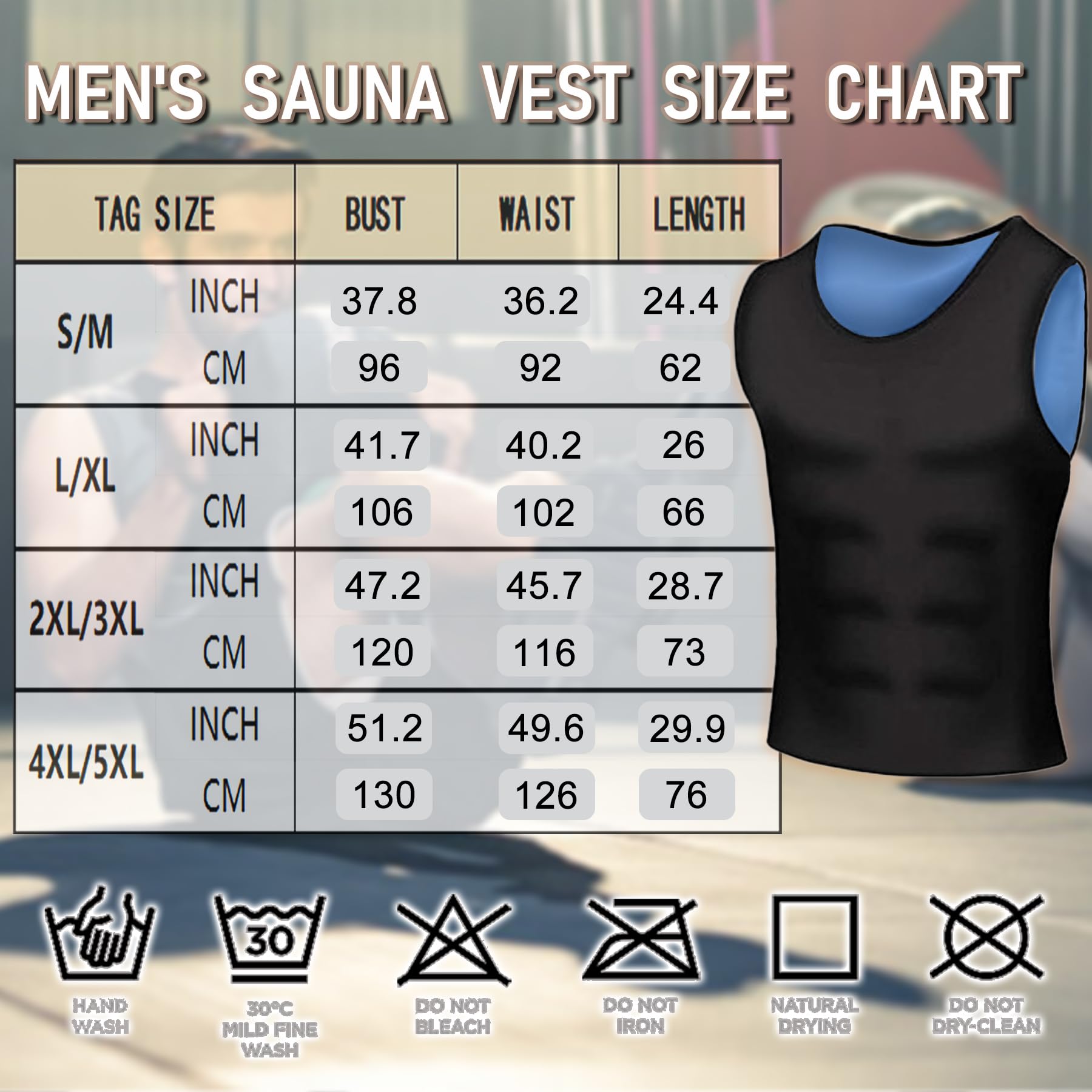 Everfion Sauna Vest for Men Waist Trainer, Sleeveless Mens Sweat Sauna Suit Shirt Compression Tank Top