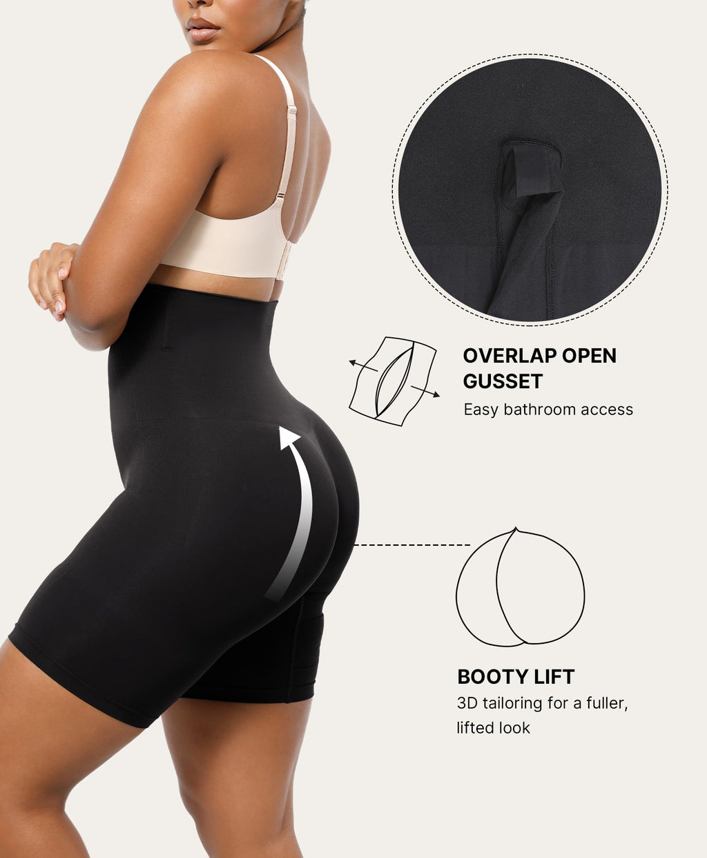 SHAPELLX Tummy Control Shapewear Shorts for Women High Waisted Butt Lifting