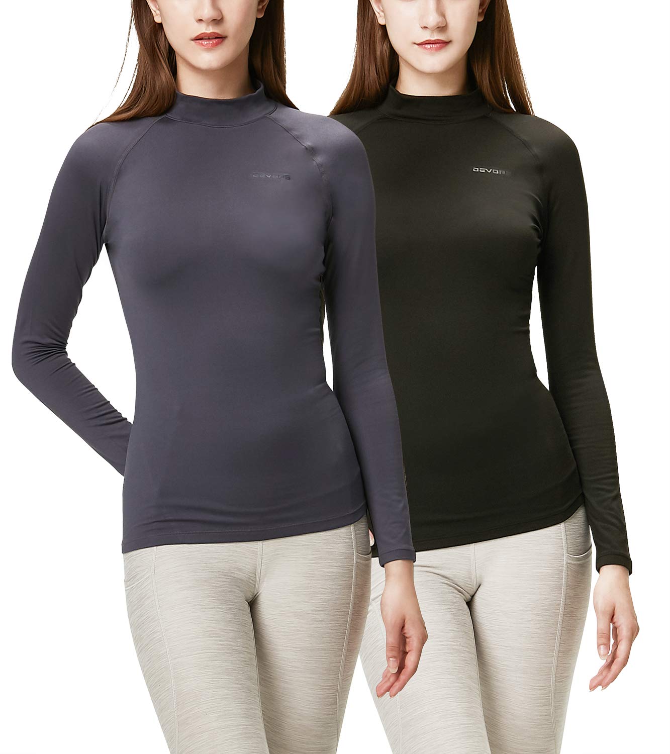 DEVOPS Women’s 2-Pack Thermal Turtleneck Compression Tops