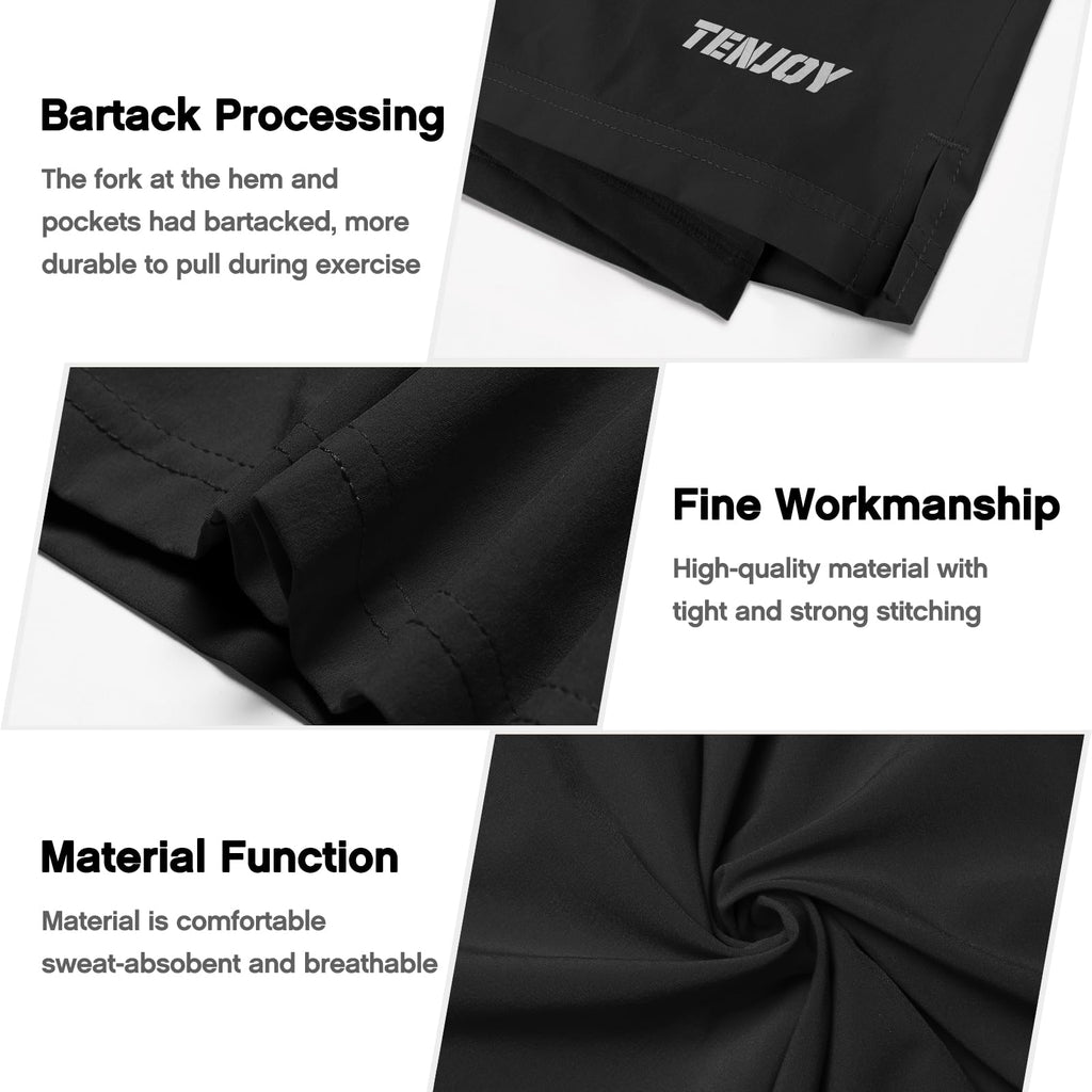 TENJOY Men's 2 in 1 Running Shorts 5 in or 7 in Quick Dry Gym Athletic Workout Shorts for Men with Phone Pockets