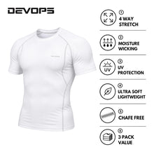 DEVOPS Men’s 3-Pack Cool-Dry Compression Base Layer Shirts
