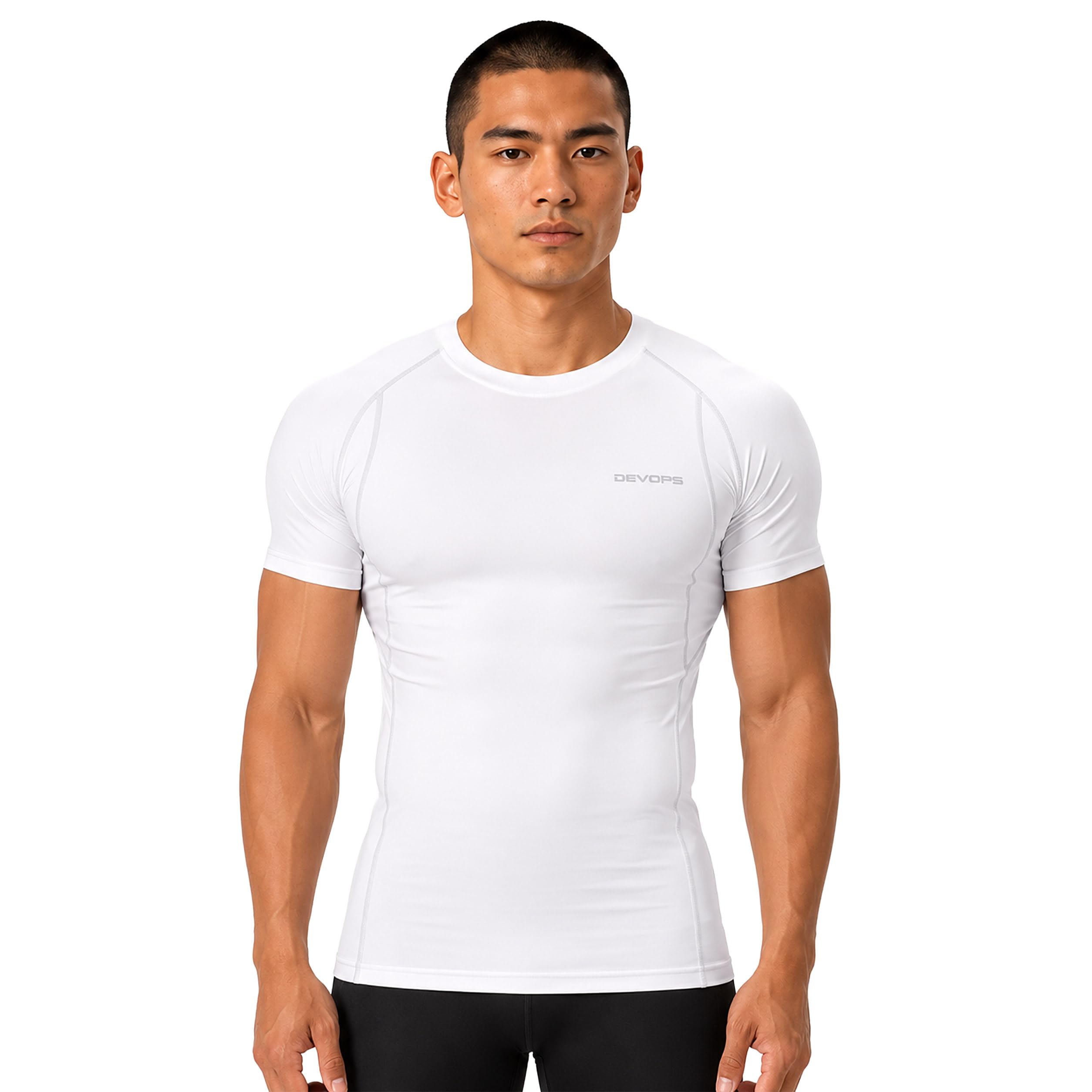 DEVOPS 3 Pack Men's Cool Dry Compression Baselayer Short Sleeve Shirts Top
