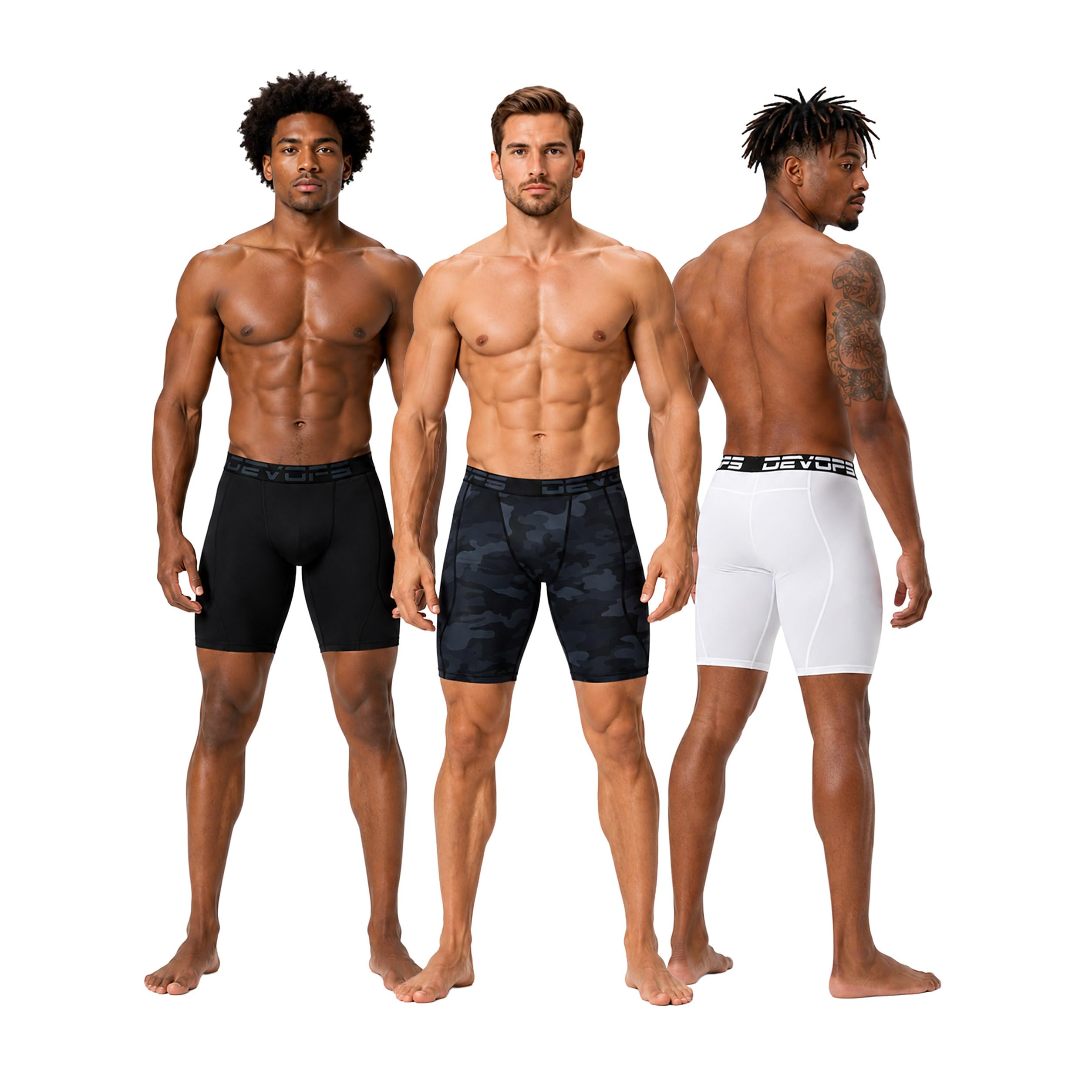 DEVOPS 3 or 5 Pack Men's Compression Shorts with Pocket/Non-Pocket