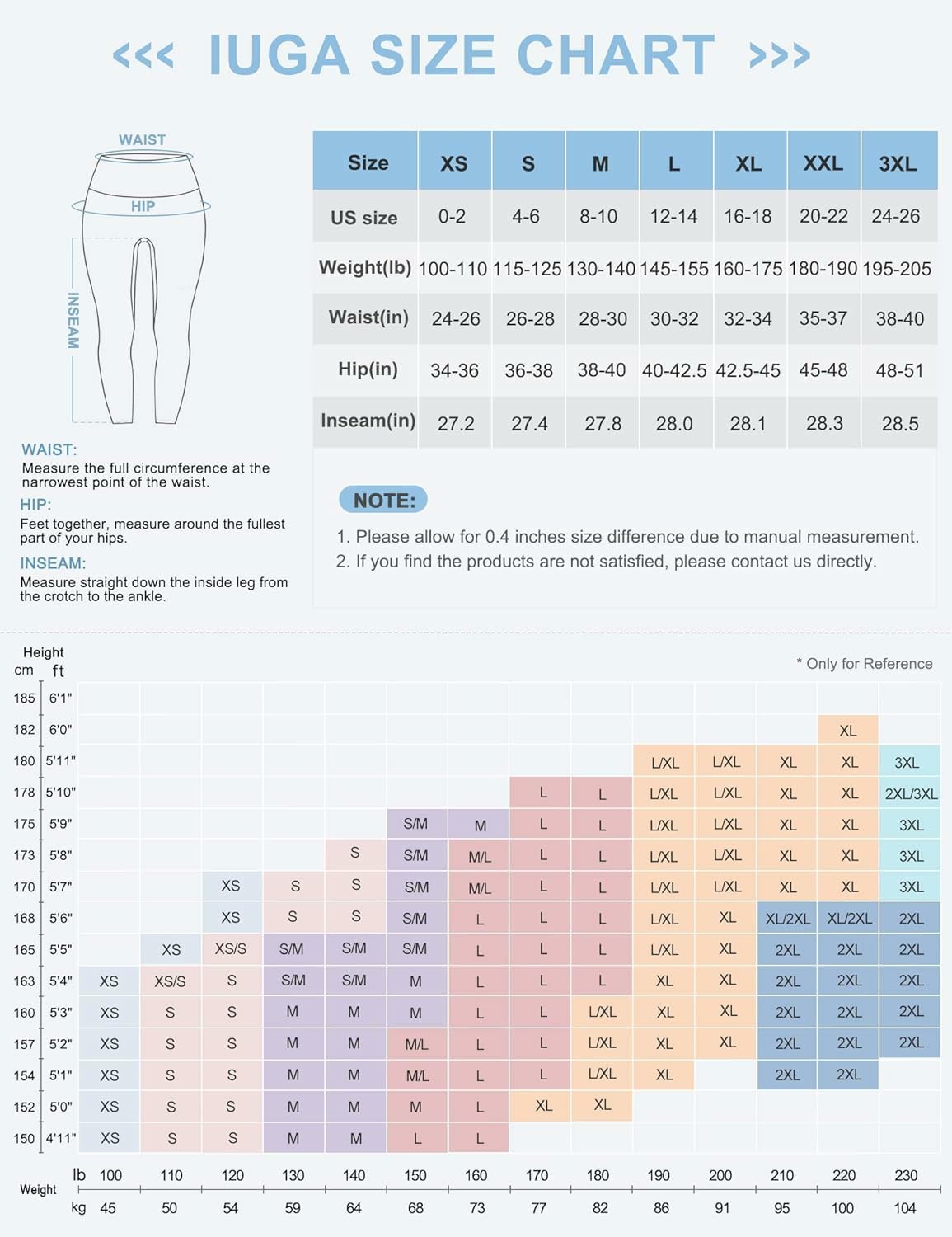 IUGA Women’s Fleece-Lined Thermal Winter Leggings with Pockets