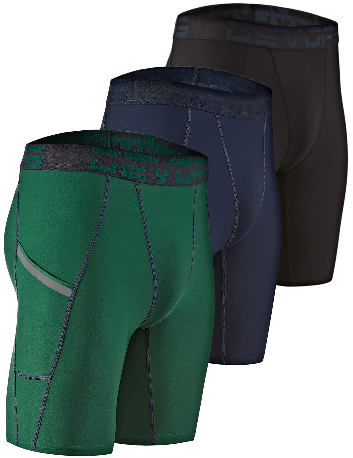 DEVOPS 3 or 5 Pack Men's Compression Shorts with Pocket/Non-Pocket