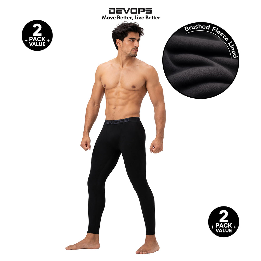DEVOPS Men’s Fleece Thermal Compression Base Layer Pants