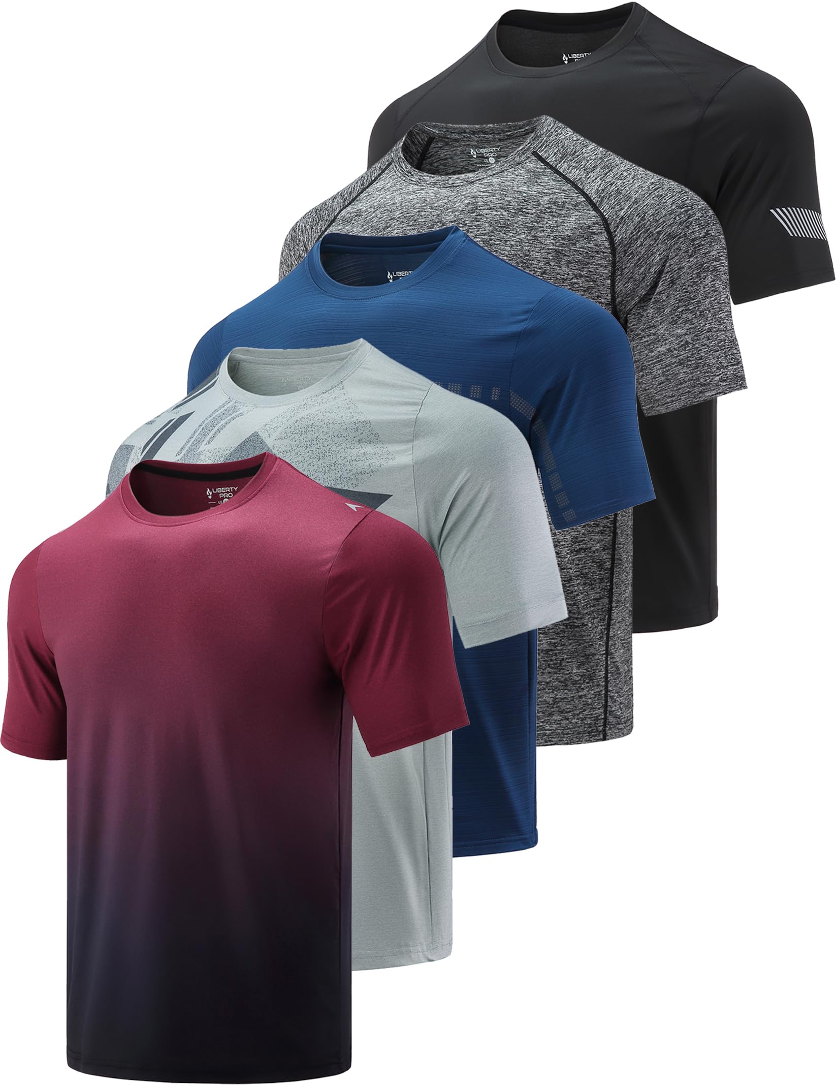 Men’s 5-Pack Quick-Dry Athletic Training T-Shirts