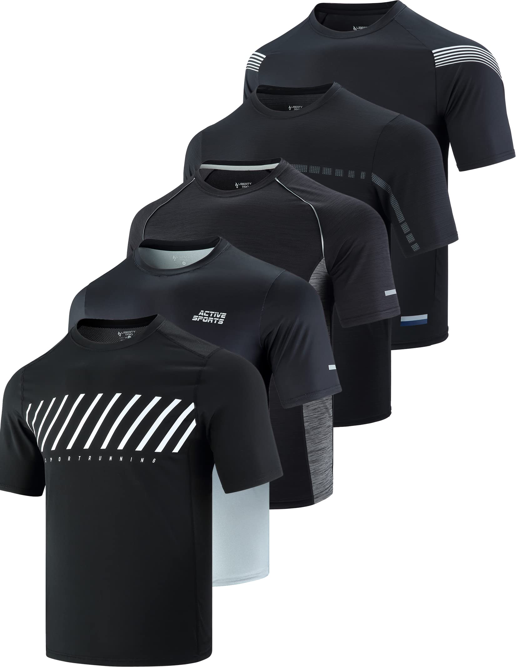 Men’s 5-Pack Quick-Dry Athletic Training T-Shirts