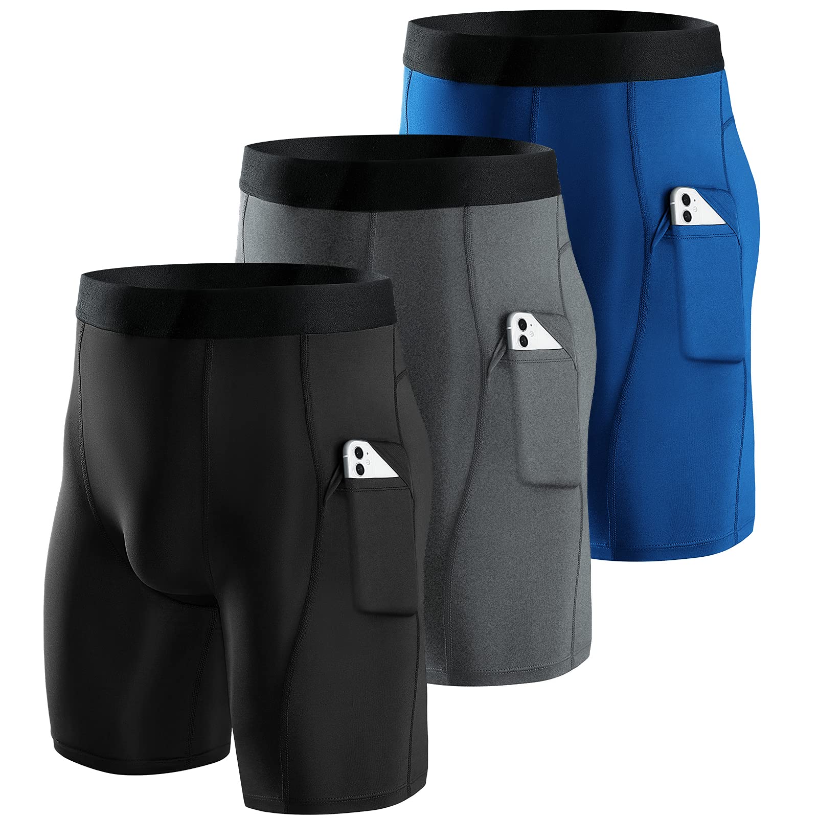 Niksa Compression Shorts Men 2/3 Pack, Compression Underwear for Men Athletic Shorts, Running Workout Fitness Shorts