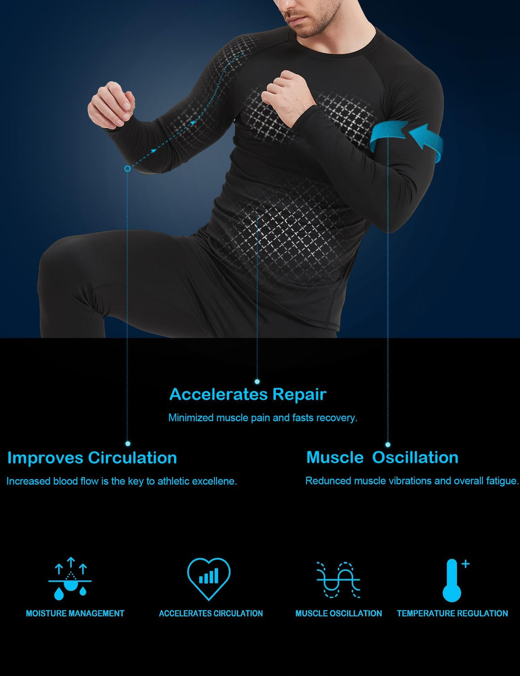 Dalavch Men’s Long-Sleeve Compression Training Shirts