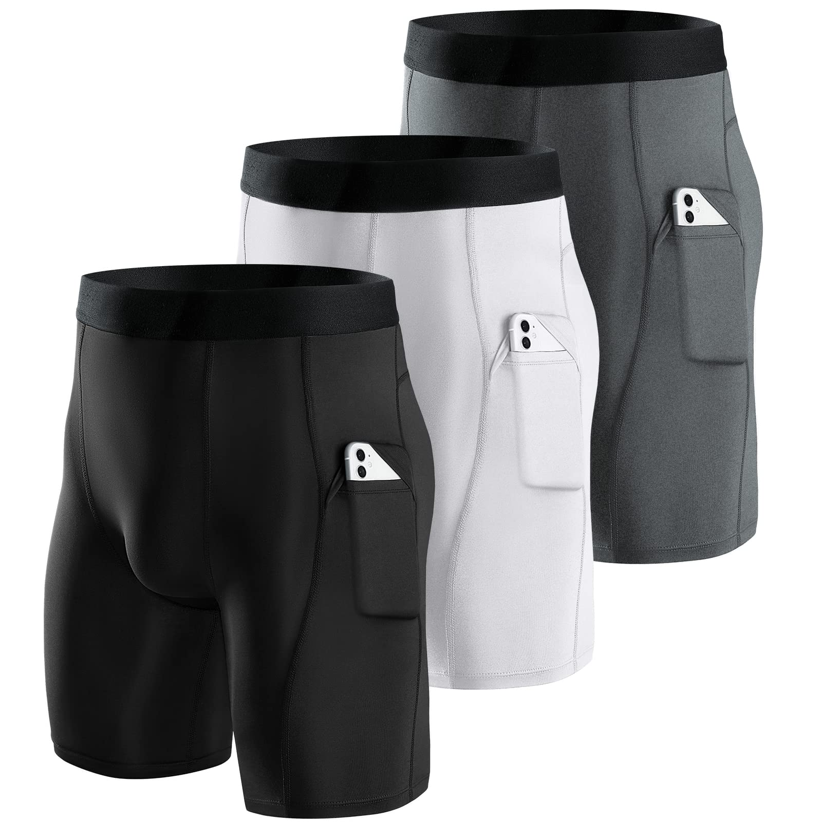 Niksa Compression Shorts Men 2/3 Pack, Compression Underwear for Men Athletic Shorts, Running Workout Fitness Shorts