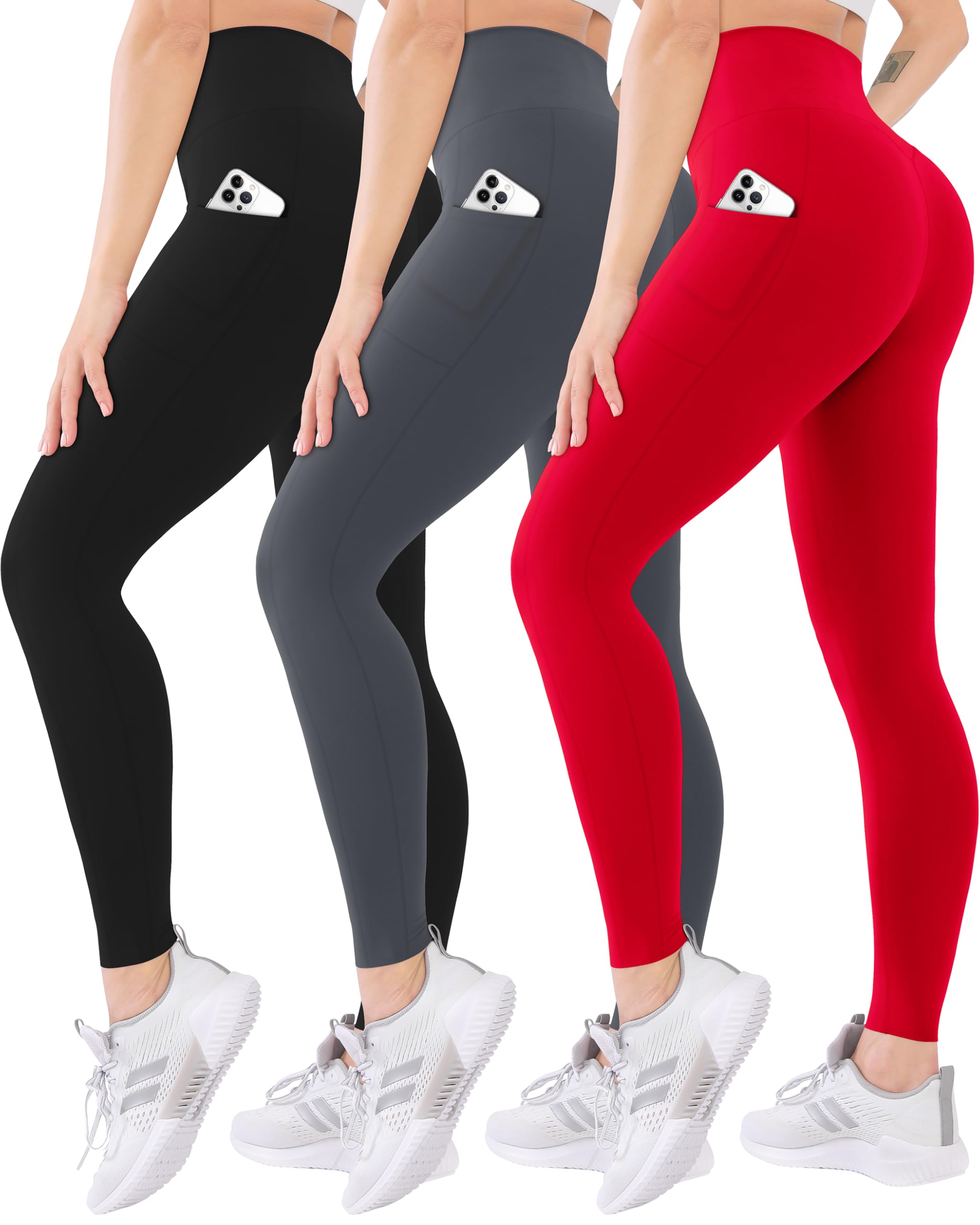 Blisset Women’s 3-Pack High-Waist Pocket Yoga Leggings