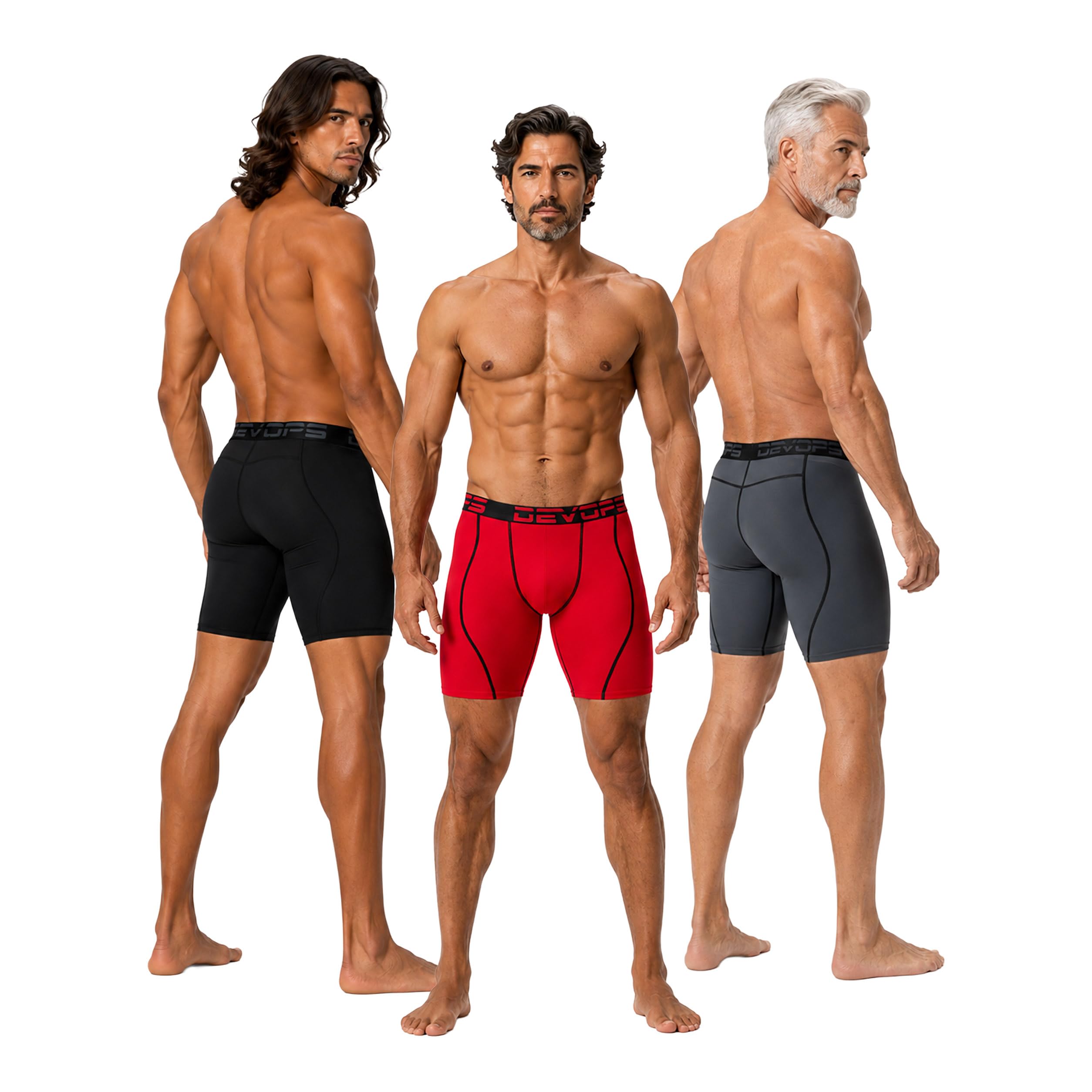 DEVOPS 3 or 5 Pack Men's Compression Shorts with Pocket/Non-Pocket