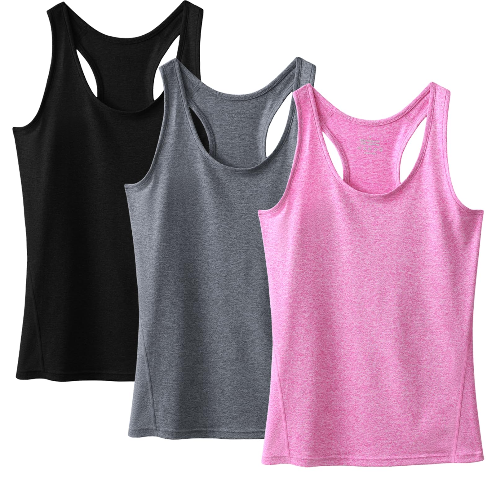 Workout Tank Tops for Women 3Pack Athletic Racerback Sports Compression Sleeveless Dry Fit Shirts