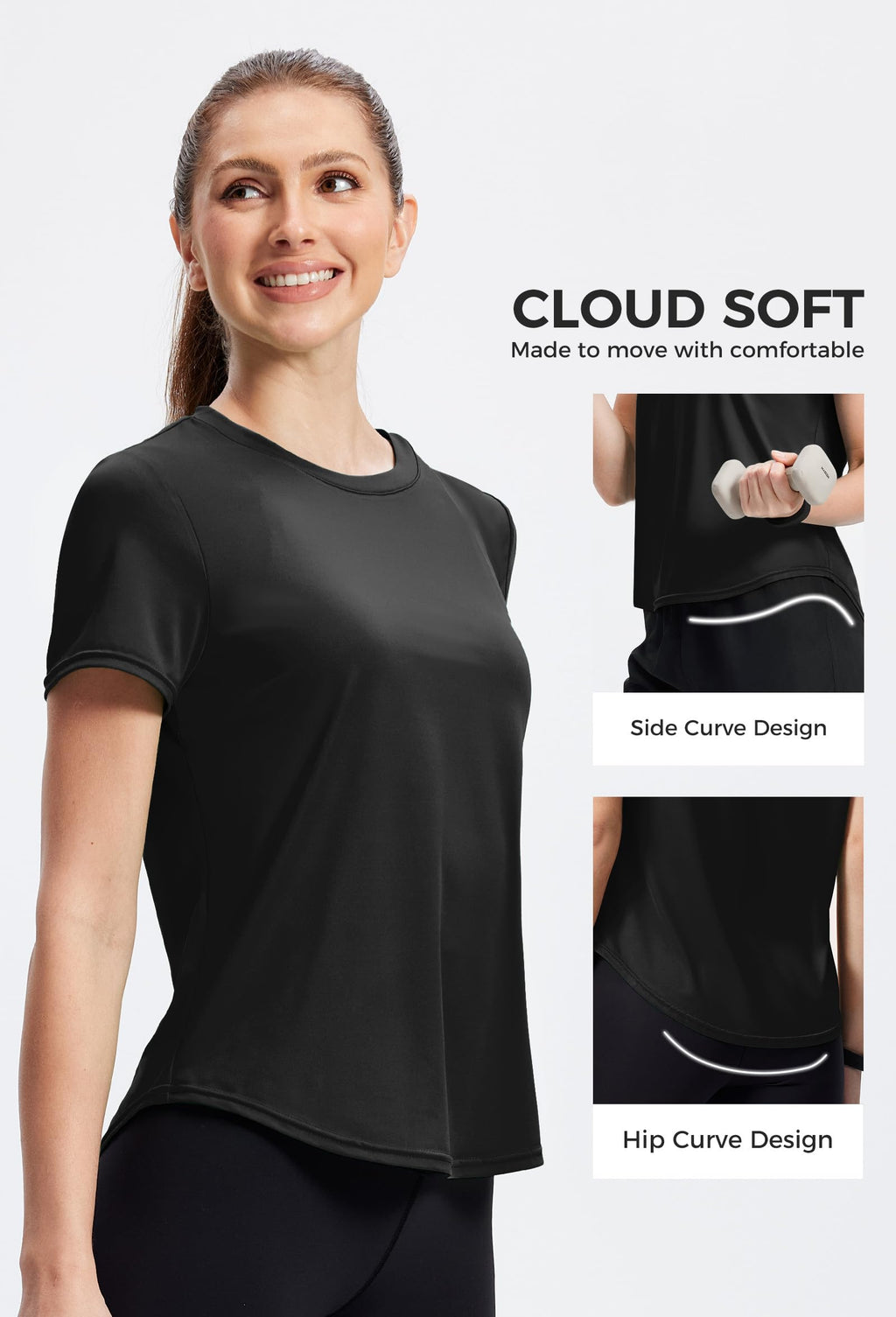 Alaroo Womens Workout Tops Sun Protection Running Pliates Athletic Lightweight Short Sleeve Tops for Women Fitness Clothing