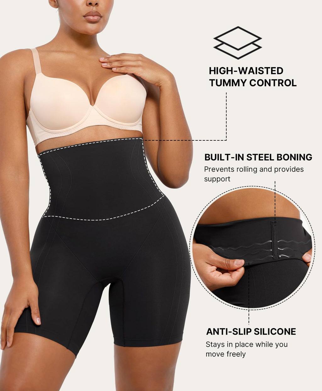 SHAPELLX Tummy Control Shapewear Shorts for Women High Waisted Butt Lifting