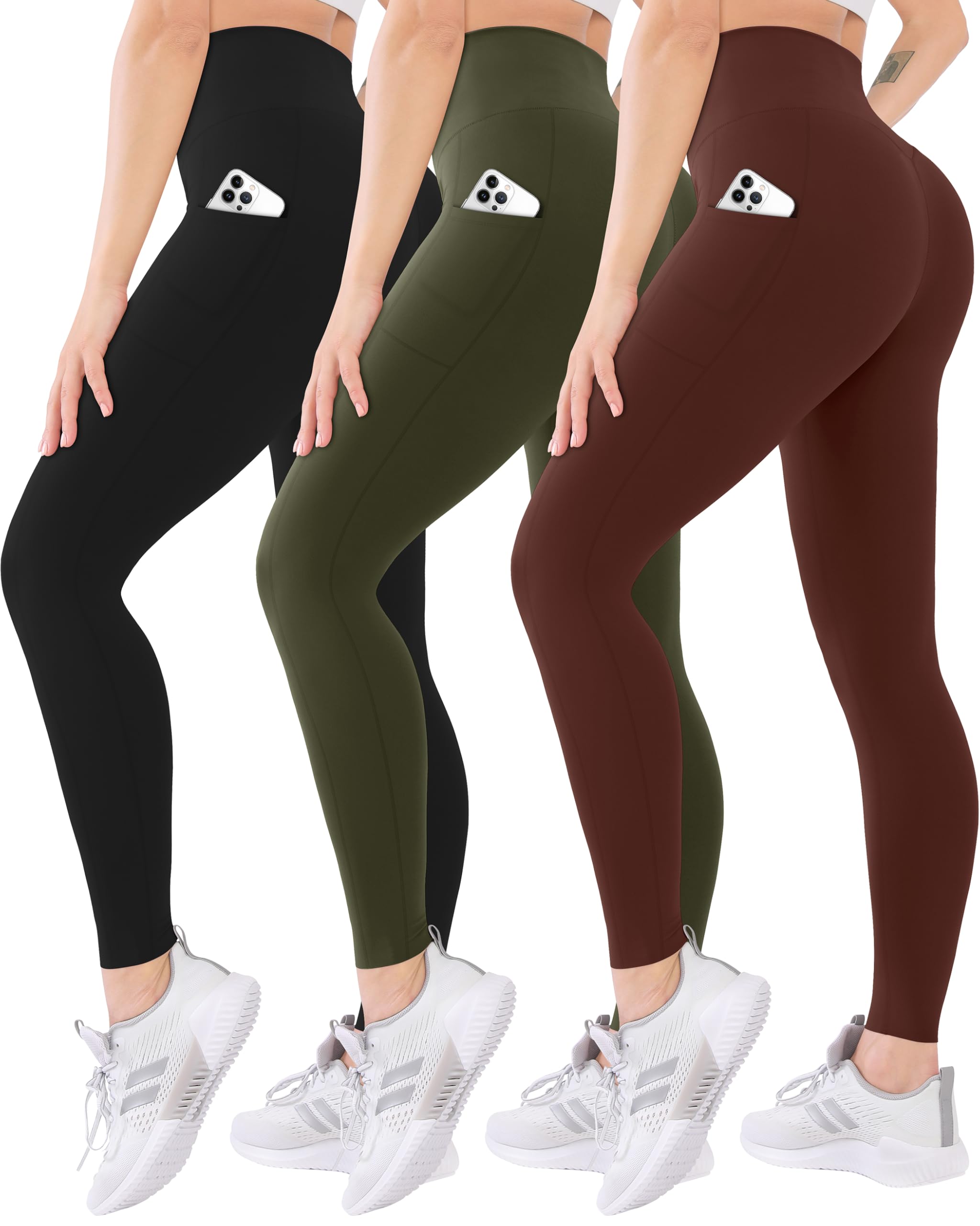 Blisset Women’s 3-Pack High-Waist Pocket Yoga Leggings
