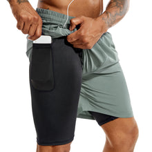 TENJOY Men’s 2-in-1 Quick-Dry Running Shorts with Phone Pockets