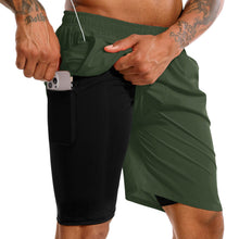 TENJOY Men’s 2-in-1 Quick-Dry Running Shorts with Phone Pockets