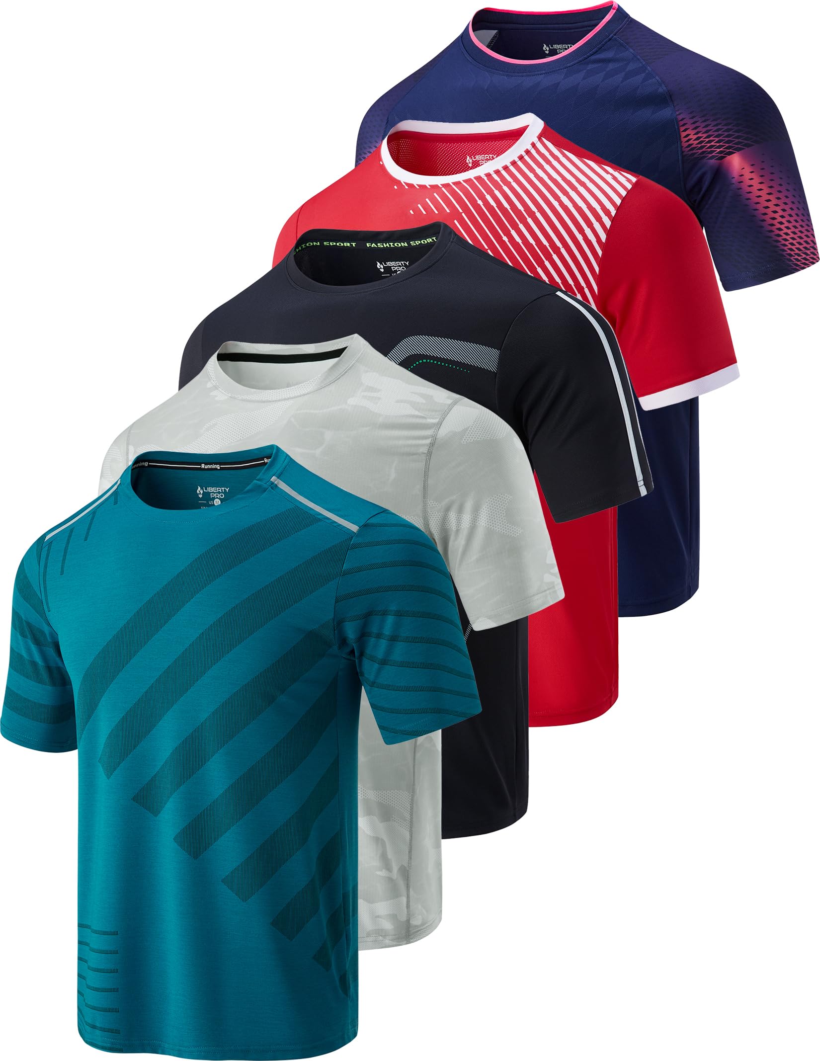 Men’s 5-Pack Quick-Dry Athletic Training T-Shirts
