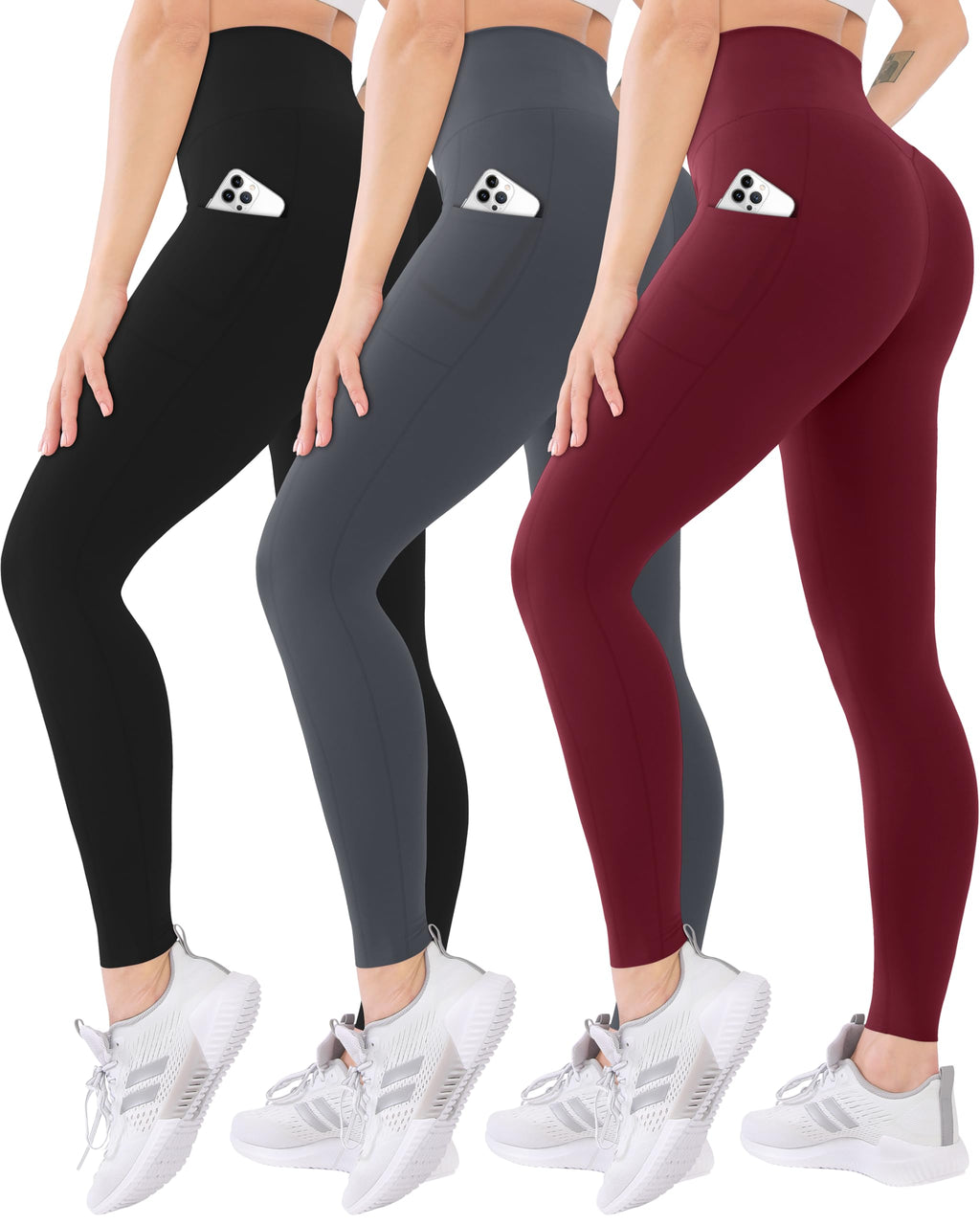 Blisset Women’s 3-Pack High-Waist Pocket Yoga Leggings