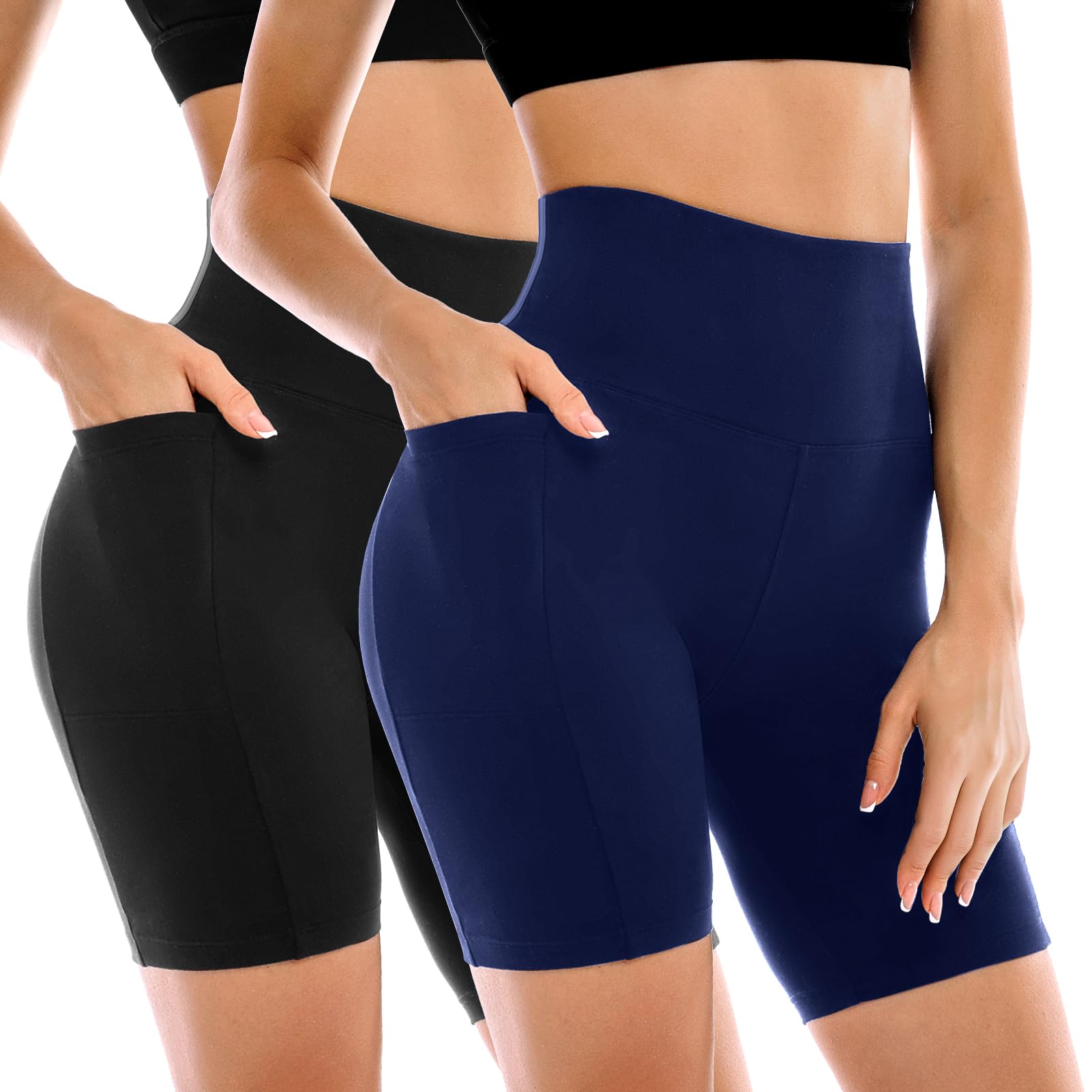 Leafigure 2 Pack Womens Biker Shorts with Pockets 6"