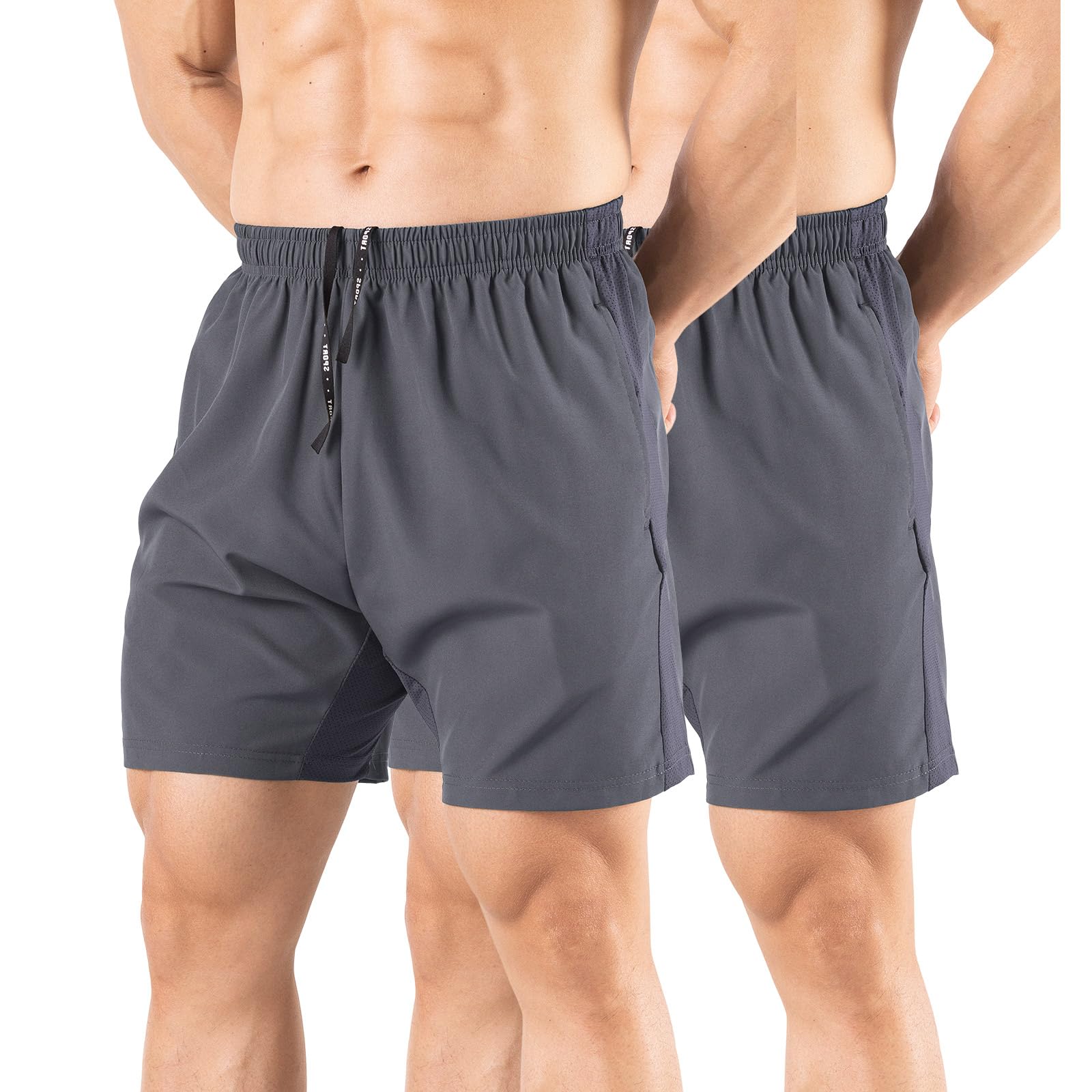 Gaglg Men's 5" Running Shorts 2 Pack Quick Dry Athletic Workout Gym Shorts with Zipper Pockets