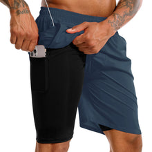 TENJOY Men’s 2-in-1 Quick-Dry Running Shorts with Phone Pockets