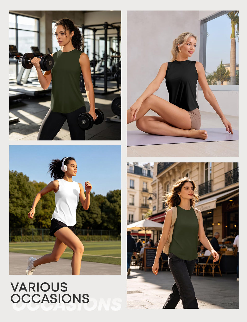 Missclub 3 Pack Workout Tops for Women Athletic Running Yoga Tank Tops