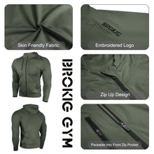 BROKIG Men’s Windbreak Running Jacket with Zip-Up Hood