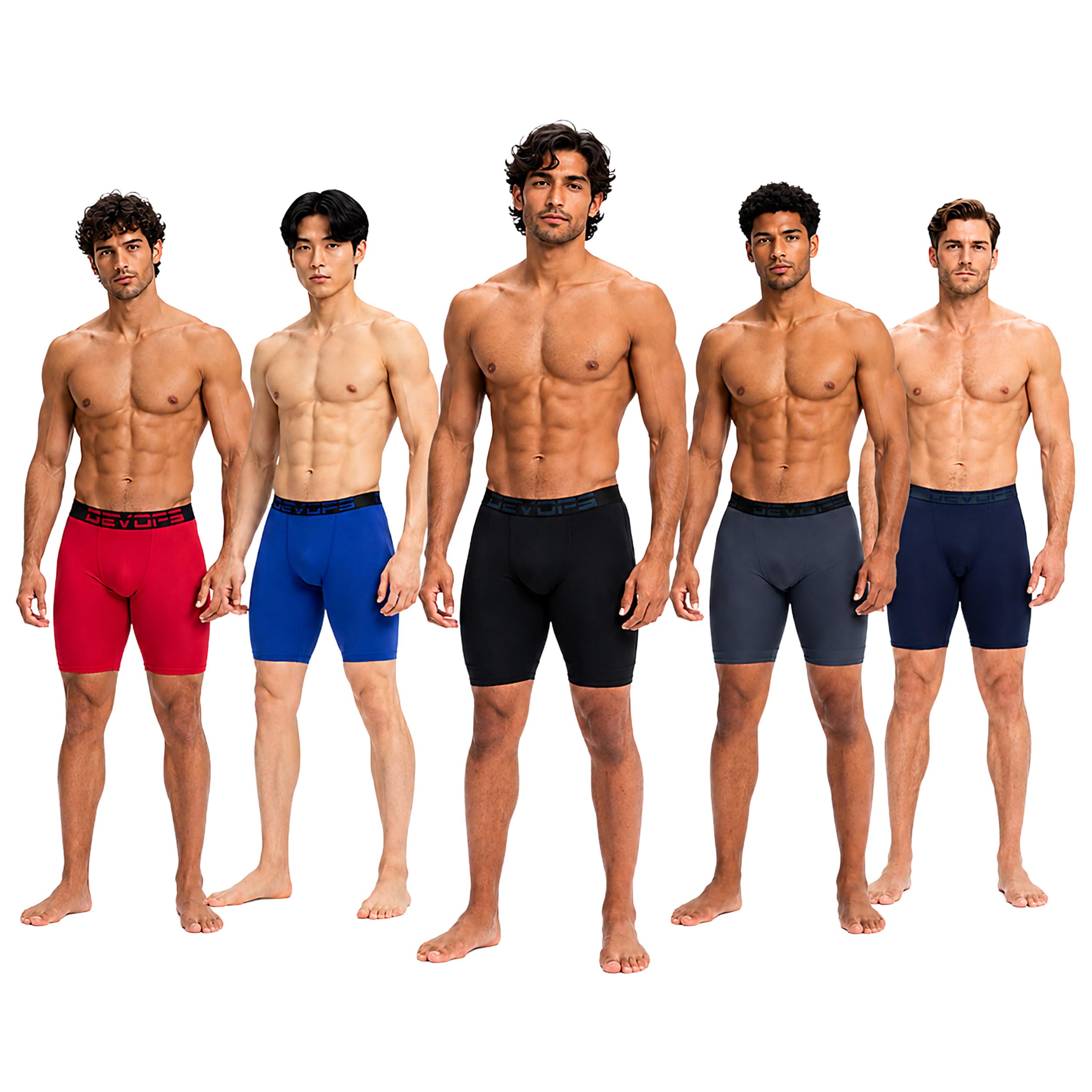 DEVOPS 3 or 5 Pack Men's Compression Shorts with Pocket/Non-Pocket