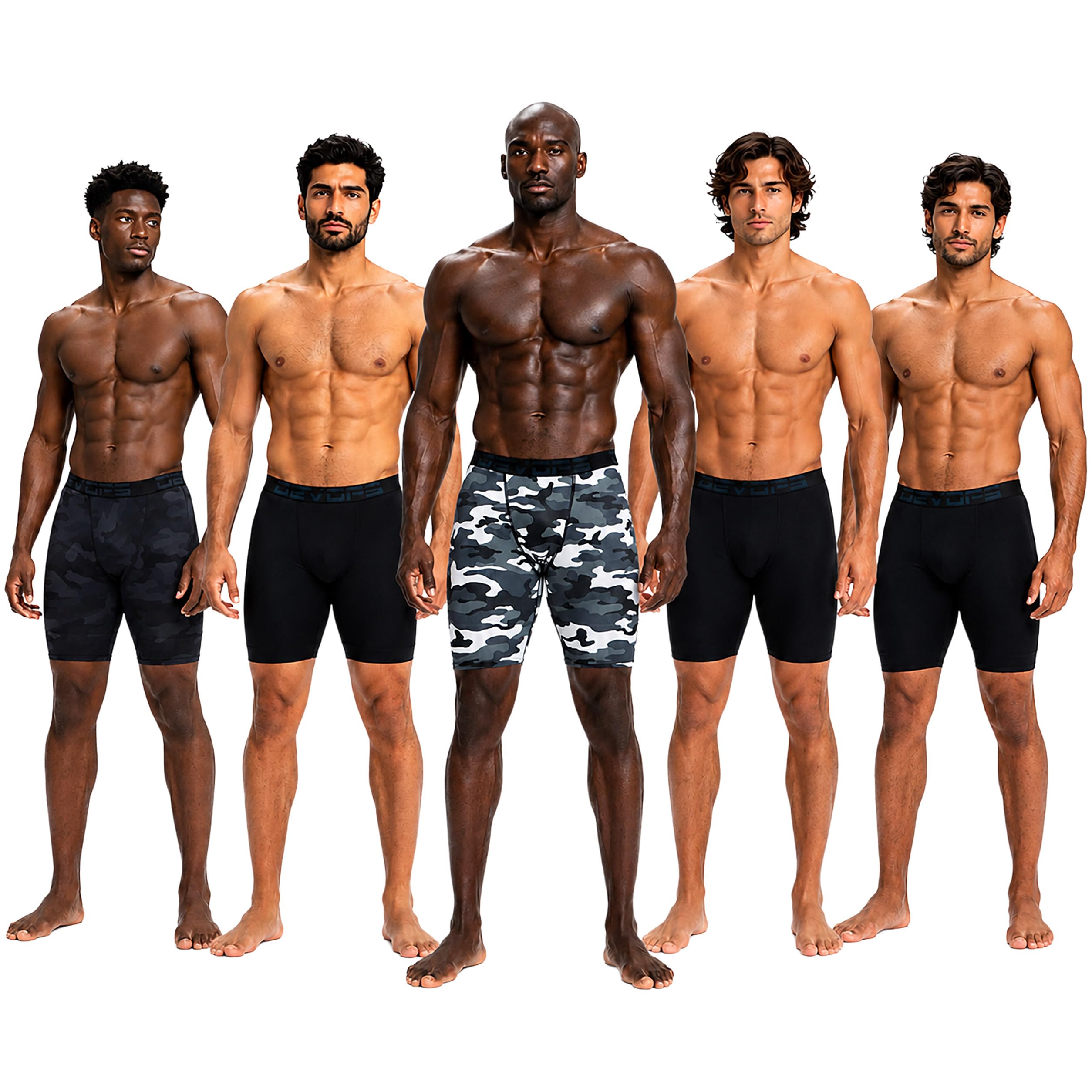 DEVOPS 3 or 5 Pack Men's Compression Shorts with Pocket/Non-Pocket