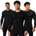 DEVOPS 3 Pack Men's Cool Dry Compression Baselayer Long Sleeve Shirts Top