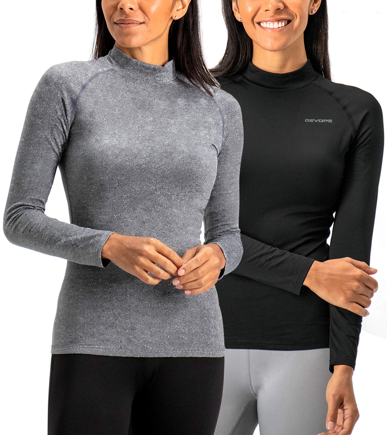 DEVOPS Women’s 2-Pack Thermal Turtleneck Compression Tops