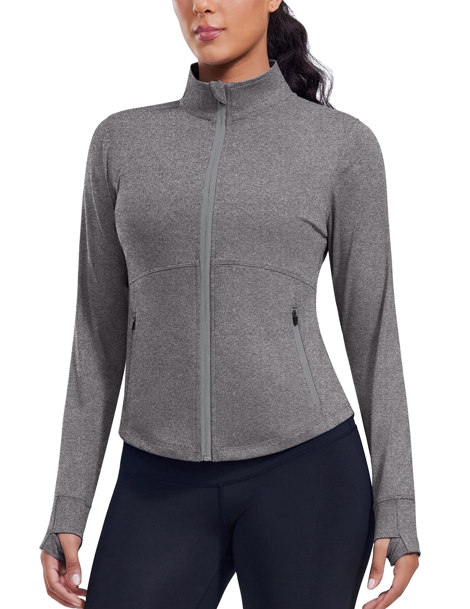 PINSPARK Women’s Cropped Lightweight Full-Zip Running Jacket