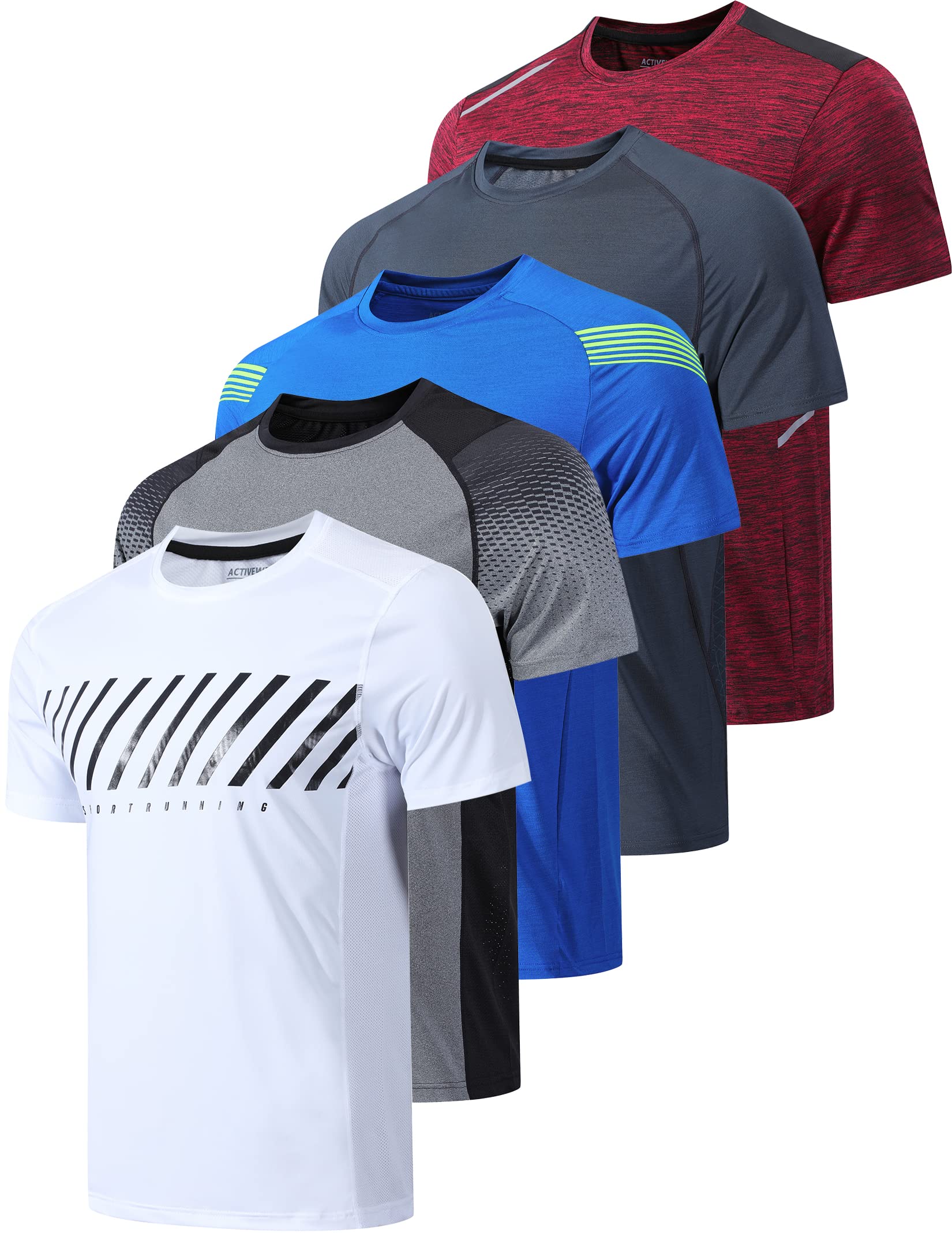 Men’s 5-Pack Quick-Dry Athletic Training T-Shirts